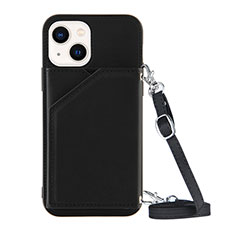 Soft Luxury Leather Snap On Case Cover Y04B for Apple iPhone 14 Plus Black