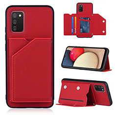 Soft Luxury Leather Snap On Case Cover Y04B for Samsung Galaxy A03s Red