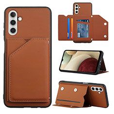 Soft Luxury Leather Snap On Case Cover Y04B for Samsung Galaxy A04s Brown