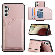 Soft Luxury Leather Snap On Case Cover Y04B for Samsung Galaxy A04s Rose Gold