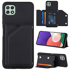 Soft Luxury Leather Snap On Case Cover Y04B for Samsung Galaxy A22 5G Black