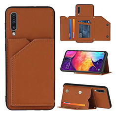 Soft Luxury Leather Snap On Case Cover Y04B for Samsung Galaxy A30S Brown