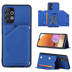 Soft Luxury Leather Snap On Case Cover Y04B for Samsung Galaxy A32 4G Blue