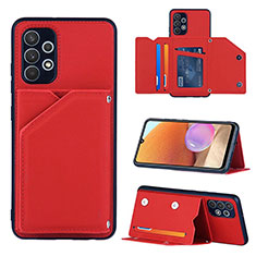 Soft Luxury Leather Snap On Case Cover Y04B for Samsung Galaxy A32 4G Red