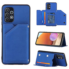 Soft Luxury Leather Snap On Case Cover Y04B for Samsung Galaxy A32 5G Blue