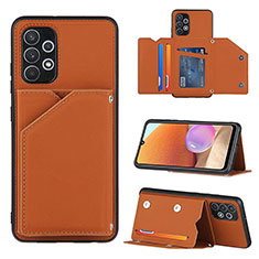 Soft Luxury Leather Snap On Case Cover Y04B for Samsung Galaxy A32 5G Brown