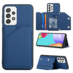 Soft Luxury Leather Snap On Case Cover Y04B for Samsung Galaxy A33 5G Blue