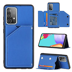 Soft Luxury Leather Snap On Case Cover Y04B for Samsung Galaxy A52 4G Blue