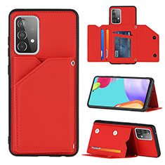 Soft Luxury Leather Snap On Case Cover Y04B for Samsung Galaxy A52 4G Red