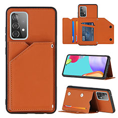 Soft Luxury Leather Snap On Case Cover Y04B for Samsung Galaxy A52 5G Brown