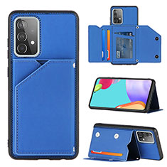 Soft Luxury Leather Snap On Case Cover Y04B for Samsung Galaxy A52s 5G Blue