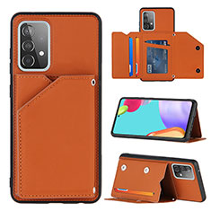 Soft Luxury Leather Snap On Case Cover Y04B for Samsung Galaxy A52s 5G Brown