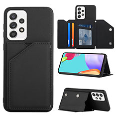 Soft Luxury Leather Snap On Case Cover Y04B for Samsung Galaxy A53 5G Black