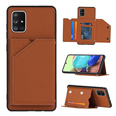 Soft Luxury Leather Snap On Case Cover Y04B for Samsung Galaxy A71 4G A715 Brown