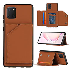 Soft Luxury Leather Snap On Case Cover Y04B for Samsung Galaxy A81 Brown