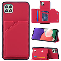 Soft Luxury Leather Snap On Case Cover Y04B for Samsung Galaxy F42 5G Red