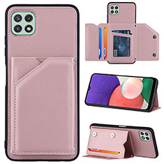 Soft Luxury Leather Snap On Case Cover Y04B for Samsung Galaxy F42 5G Rose Gold