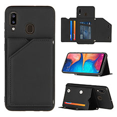 Soft Luxury Leather Snap On Case Cover Y04B for Samsung Galaxy M10S Black
