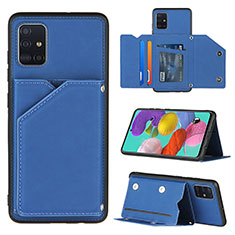 Soft Luxury Leather Snap On Case Cover Y04B for Samsung Galaxy M40S Blue
