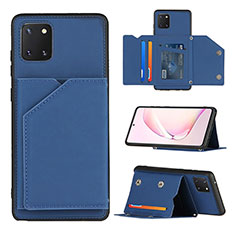 Soft Luxury Leather Snap On Case Cover Y04B for Samsung Galaxy Note 10 Lite Blue