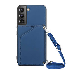 Soft Luxury Leather Snap On Case Cover Y04B for Samsung Galaxy S21 Plus 5G Blue