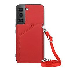 Soft Luxury Leather Snap On Case Cover Y04B for Samsung Galaxy S21 Plus 5G Red