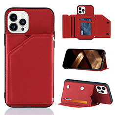 Soft Luxury Leather Snap On Case Cover Y05B for Apple iPhone 14 Pro Max Red