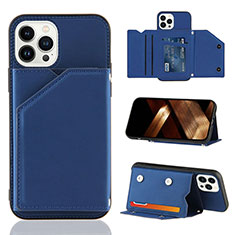 Soft Luxury Leather Snap On Case Cover Y05B for Apple iPhone 16 Pro Max Blue