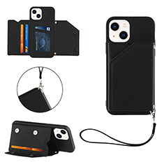 Soft Luxury Leather Snap On Case Cover Y06B for Apple iPhone 13 Black