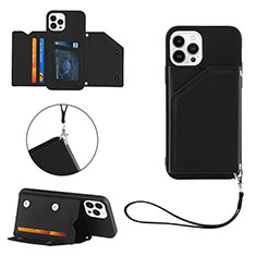 Soft Luxury Leather Snap On Case Cover Y06B for Apple iPhone 15 Pro Max Black