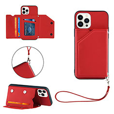 Soft Luxury Leather Snap On Case Cover Y06B for Apple iPhone 15 Pro Max Red