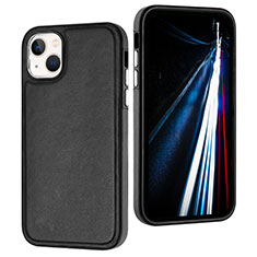 Soft Luxury Leather Snap On Case Cover Y07B for Apple iPhone 14 Black