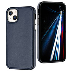 Soft Luxury Leather Snap On Case Cover Y07B for Apple iPhone 14 Blue