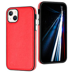 Soft Luxury Leather Snap On Case Cover Y07B for Apple iPhone 14 Red