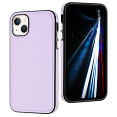 Soft Luxury Leather Snap On Case Cover Y07B for Apple iPhone 15 Clove Purple