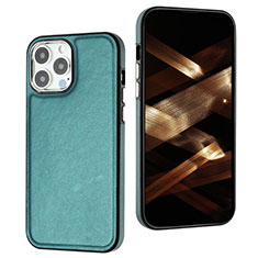 Soft Luxury Leather Snap On Case Cover Y07B for Apple iPhone 15 Pro Green