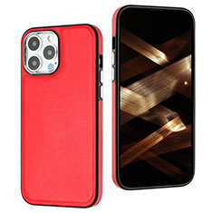 Soft Luxury Leather Snap On Case Cover Y07B for Apple iPhone 15 Pro Red