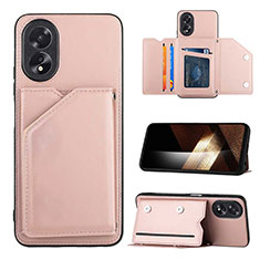 Soft Luxury Leather Snap On Case Cover YB1 for Oppo A38 Rose Gold