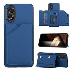 Soft Luxury Leather Snap On Case Cover YB1 for Oppo A58 4G Blue