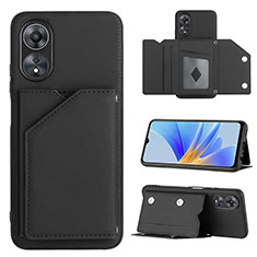 Soft Luxury Leather Snap On Case Cover YB1 for Oppo A58 5G Black