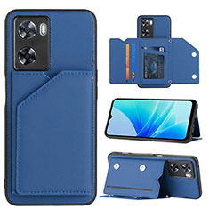 Soft Luxury Leather Snap On Case Cover YB1 for Oppo A77 4G Blue