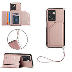 Soft Luxury Leather Snap On Case Cover YB1 for Oppo A77 5G Rose Gold