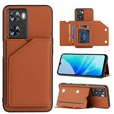 Soft Luxury Leather Snap On Case Cover YB1 for Oppo A77s Brown