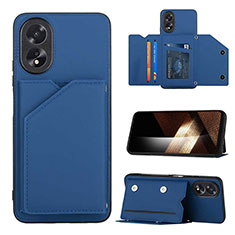 Soft Luxury Leather Snap On Case Cover YB1 for Oppo A78 4G Blue