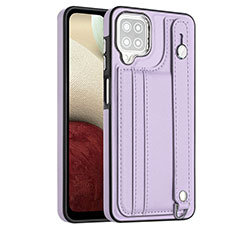 Soft Luxury Leather Snap On Case Cover YB1 for Samsung Galaxy A12 5G Purple