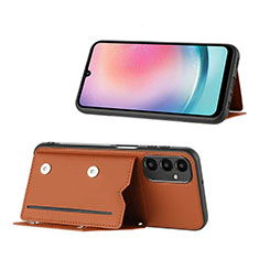 Soft Luxury Leather Snap On Case Cover YB1 for Samsung Galaxy A14 4G Brown