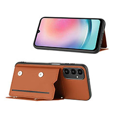 Soft Luxury Leather Snap On Case Cover YB1 for Samsung Galaxy A24 4G Brown