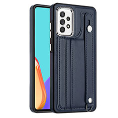 Soft Luxury Leather Snap On Case Cover YB1 for Samsung Galaxy A52s 5G Blue