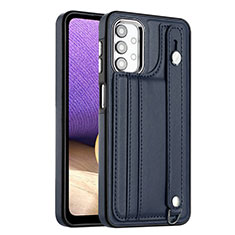 Soft Luxury Leather Snap On Case Cover YB1 for Samsung Galaxy M32 5G Blue