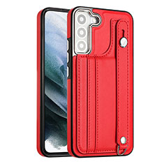 Soft Luxury Leather Snap On Case Cover YB1 for Samsung Galaxy S21 FE 5G Red